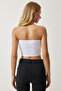 Ribbed Strapless Knitted Bustier - White Lub0017 - 5