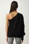 Window Detailed Single Sleeve Knitwear Sweater Black Lpf0035 - 5