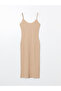 Trendlucky U-Neck Textured Rope Strap Dress with Difference in Color - 5