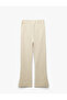 Buttoned Wide Leg Tweed Trousers with Pockets and Pleat Detail - 2