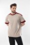 Beige Shoulder Stripe Detailed Men's T-Shirt E7125 - 4