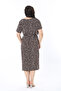 Women's Plus Size Coffee Breast Detailed Short Sleeve Belted Dress 65N38778 - 4