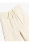 Viscose and Linen Blended Wide Leg Trousers with Lace-Up Waist - 3