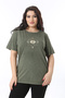 Women's Plus Size Khaki Cotton Fabric Lacquer Printed Crew Neck Short Sleeve Blouse 65N38755 - 2