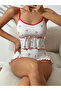 Cherry Print Ribbed Mini Nightgown Set - 4