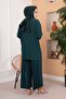 Pleated Comfortable Fit Hijab Double Set Emerald - 5