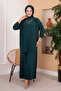 Pleated Comfortable Fit Hijab Double Set Emerald - 3
