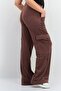 Women Regular Fit Plain Cargo Pants, Brown - 3