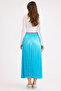 Pleated Midi Satin Skirt with Elastic Waist - 4