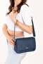 Women's Double Compartment Hand and Shoulder Bag Ald.1153 Navy Blue - 6