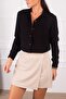 Women's Black Patterned Long Sleeve Shirt ARM-24K001023 - 4