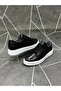 Black White Genuine Leather Lace-Up Sneaker Shoes - 4