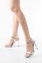 Women's Silver Thin Heel Shoes - 4
