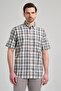 Men's Short Sleeve Plaid Pattern Buttoned Collar Pocket 100% Cotton Comfort Fit Shirt 1004250164