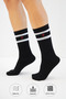 Bamboo Women's Heart Patterned Tennis Striped Premium College Socks Black Seamless Socks 3 Pack - 3