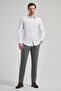 Men's White Long Sleeve Patterned Half Italian Collar Flexible Slim Fit Shirt 1004245217 - 2