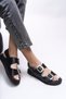 Magmythe Women's Double Buckle Sandals 0012347 Black Metallic - 3