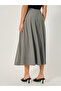 Corduroy Flared Midi Skirt with Button Detail - 4