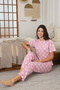 Women's Summer Short Sleeve Combed Cotton Single Jersey Fabric Pajamas Set - 7