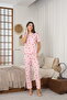 Women's Summer Short Sleeve Combed Cotton Single Jersey Fabric Pajamas Set - 2
