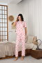 Women's Summer Short Sleeve Combed Cotton Single Jersey Fabric Pajamas Set - 3