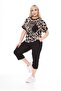 Women's Bottom-Top Short Sleeve Capri 2-Piece Lycra Pocket Detail Leopard Pattern Combed Cotton Suit - 3