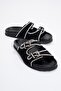 Allen Black Stone Genuine Leather Suede Women's Slippers