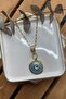 Gold 56 cm - Steel Light Blue Enameled Locket Necklace - 3