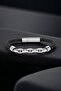 Men's Bracelet Genuine Leather Stainless Steel Detailed Black Color Snap Buckle - 2
