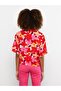 Printed Short Sleeve Viscose Women's Shirt with Front Button Closure (S2) - 5