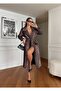 Special Design Leopard Trench Coat with Pearls - 3