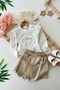 My Little One's Skin-Friendly Heart Detailed Stoned Girls' Shorts and Skirt Set - Mink