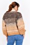 Women Crew Neck Ombre Knitted Sweater, Multicolor - 3