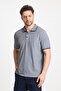 Men's Non-Shrinkable 100% Cotton Fabric Slim Fit Slim Fit Navy-White Non-Curling Polo Neck T-Shirt - 3