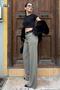 Khaki High Waist Fabric Pants Mg2285 - 4