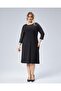 Women's Plus Size Black, Sequin Detailed Fabric, Crew Neck Dress 65N38794