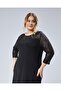 Women's Plus Size Black, Sequin Detailed Fabric, Crew Neck Dress 65N38794 - 6