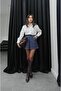 Blue Felicia Pleated Denim Skirt