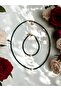 Crystal Steel Real Pearl Set Necklace - 2