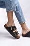 Vylsula Women's Double Buckle Slippers 0012602 Matte Black - 5