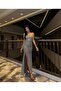 Women's Gray Strapless Neckline Slit Detailed Draped Long Glitter Sequin Sequined Maxi Evening Dress