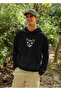 Bear Printed Men's Cotton Long Sleeve Rose 3 Thread Hooded Sweatshirt