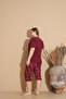 Soft Textured Milan Fabric Short Sleeve Capri Plus Size Women's Pajamas Set 20200 - 4