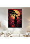 Samurai and Moon Wall Drape Wall Tapestry First Quality Satin Fabric Poster