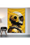 Yellow Helmet Design Wall Covering Wall Tapestry First Quality Satin Fabric Poster - 2