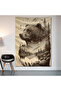 Brown Bear Wall Cloth Wall Tapestry First Quality Satin Fabric Poster - 2