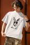 Rabbit Printed Men's Crew Neck Cotton Oversize Short Sleeve T-Shirt