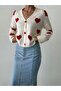 Women's Ecru Cherry Pattern Cardigan - 5