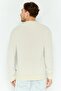 Men Crew Neck Long Sleeves Knitted Sweater, Beige - 4