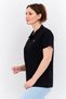 Women Spread Collar Short Sleeves Brand Logo Polo Shirt, Black - 2